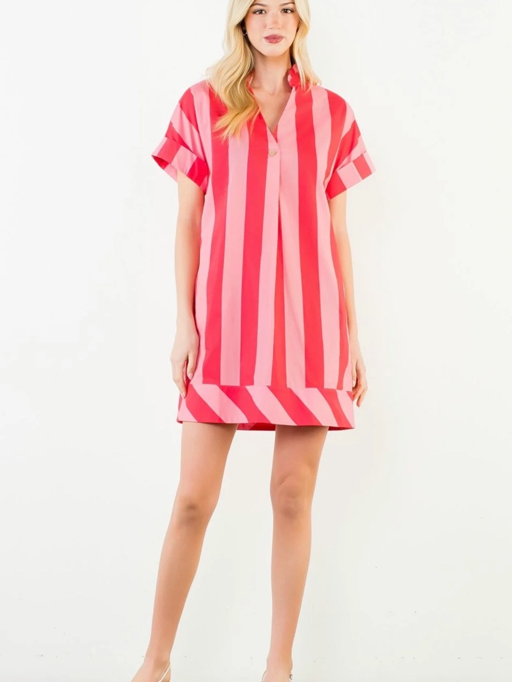 THML Pink Striped Mini Dress EUC - Picture 1 of 6